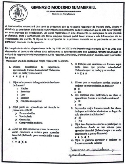 Aplicación de encuesta inicial
